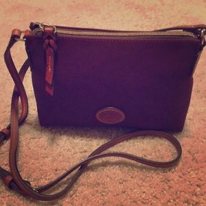 D&B Nylon Crossbody Pouchette in plum wine. NWOT